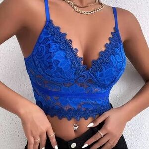 Blue Lace Crop Top